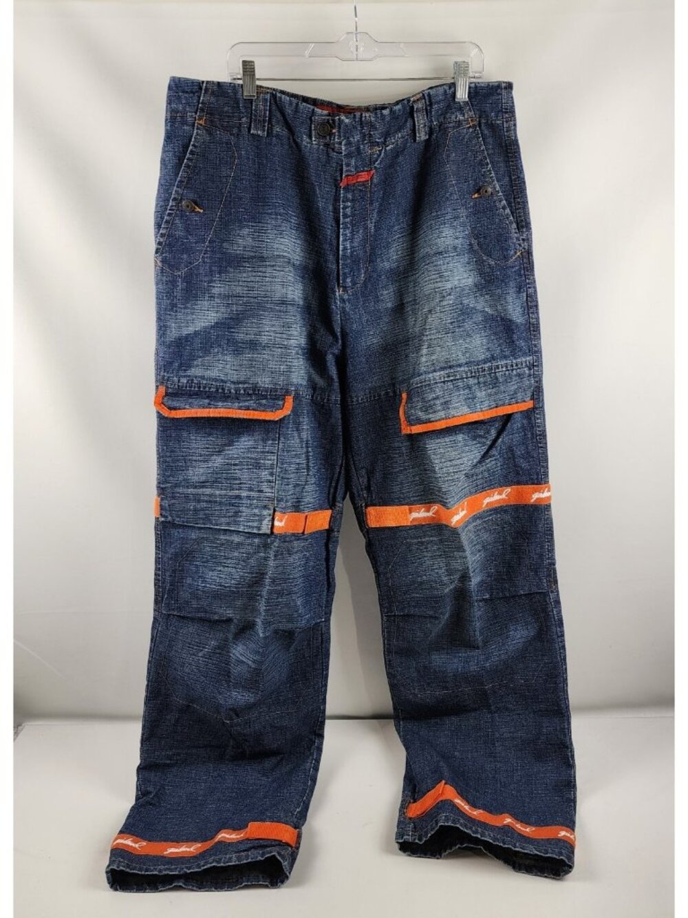 Vintage Marithe Francois Girbaud Men Blue Denim Cargo Shuttle Tape Y2K Jeans